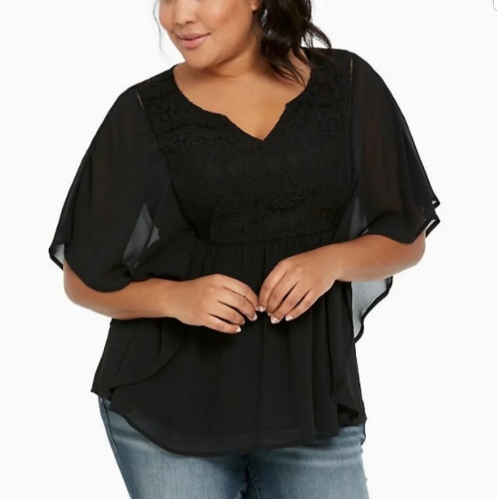 TORRID Lace Inset Butterfly Sleeve Blouse